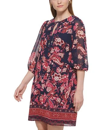 Vince Camuto Women's Printed Balloon-Sleeve Chiffon Dress 3 Vince Camuto Women's Printed Balloon-Sleeve Chiffon Dress - Image 3