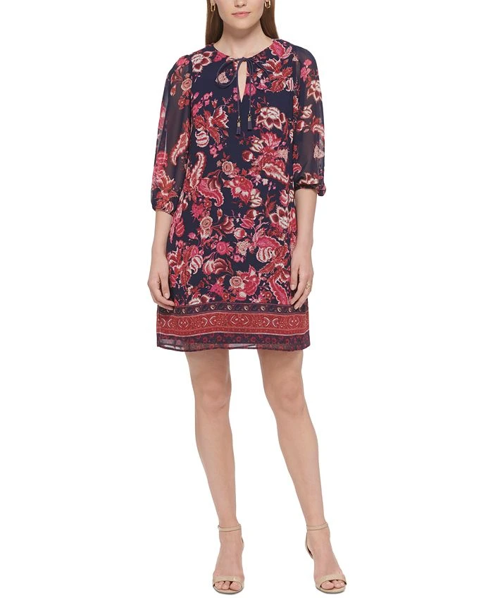 Vince Camuto Women's Printed Balloon-Sleeve Chiffon Dress 1 Vince Camuto Women's Printed Balloon-Sleeve Chiffon Dress