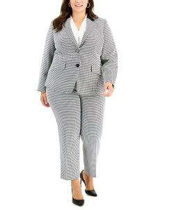 Kasper Plus Size Houndstooth Notch-Collar Button-Front Jacket