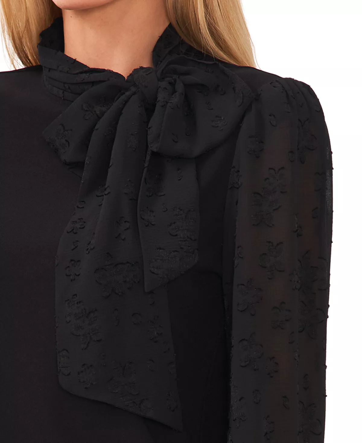 CeCe Women's Floral-Jacquard Long-Sleeve Knit Top 3 CeCe Women's Floral-Jacquard Long-Sleeve Knit Top - Image 3