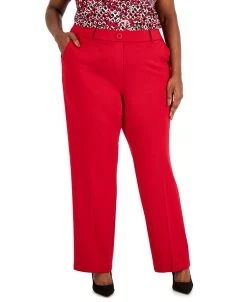 Kasper Plus Size Faux-Fly Pull-On Wide-Leg Pants