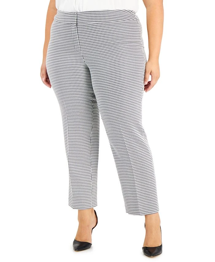 Kasper Plus Size Houndstooth Mid-Rise Slim-Leg Pants 1 Kasper Plus Size Houndstooth Mid-Rise Slim-Leg Pants