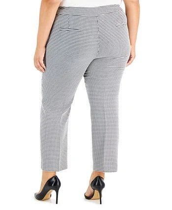 Kasper Plus Size Houndstooth Mid-Rise Slim-Leg Pants 2 Kasper Plus Size Houndstooth Mid-Rise Slim-Leg Pants - Image 2