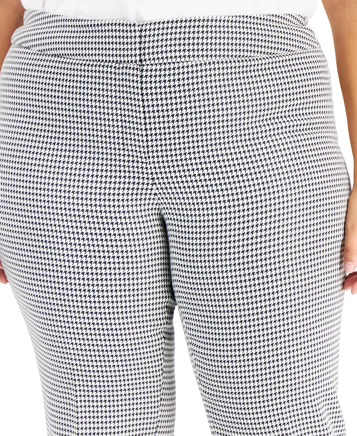 Kasper Plus Size Houndstooth Mid-Rise Slim-Leg Pants 4 Kasper Plus Size Houndstooth Mid-Rise Slim-Leg Pants - Image 4