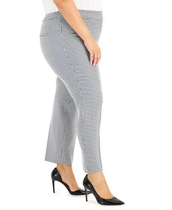 Kasper Plus Size Houndstooth Mid-Rise Slim-Leg Pants 3 Kasper Plus Size Houndstooth Mid-Rise Slim-Leg Pants - Image 3
