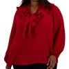 Kasper Plus Size Ruffled Tie-Neck Blouse