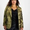 Bar III Plus Size Metallic Notched Collar One-Button Jacket, Created For Macy's