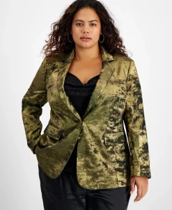 Bar III Plus Size Metallic Notched Collar One-Button Jacket, Created For Macy's -Anne Klein Sales Store 22337580 fpx