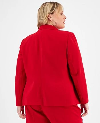 Bar III Plus Size Textured Crepe Faux Double-Breasted Blazer, Created For Macy's 2 Bar III Plus Size Textured Crepe Faux Double-Breasted Blazer, Created For Macy's - Image 2