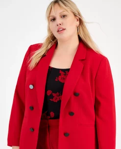 Bar III Plus Size Textured Crepe Faux Double-Breasted Blazer, Created For Macy's 6 Bar III Plus Size Textured Crepe Faux Double-Breasted Blazer, Created For Macy's -Anne Klein Sales Store 22337622 fpx