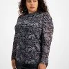 Bar III Plus Size Draped-Sleeve Animal-Print Mesh Top, Created For Macy's