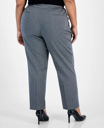 Bar III Plus Size Shimmer Herringbone Ankle Pants, Created For Macy's 2 Bar III Plus Size Shimmer Herringbone Ankle Pants, Created For Macy's - Image 2