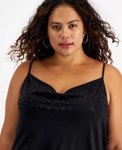 Bar III Plus Size Embellished Drape-Neck Camisole Top, Created For Macy's -Anne Klein Sales Store 22337661 fpx