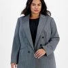 Bar III Plus Size Shimmer Herringbone Long-Sleeve Blazer, Created For Macy's