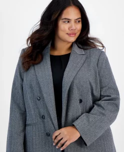 Bar III Plus Size Shimmer Herringbone Long-Sleeve Blazer, Created For Macy's 6 Bar III Plus Size Shimmer Herringbone Long-Sleeve Blazer, Created For Macy's -Anne Klein Sales Store 22337675 fpx