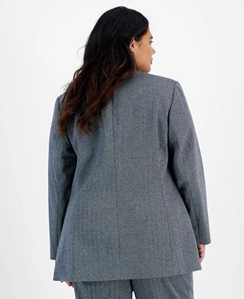 Bar III Plus Size Shimmer Herringbone Long-Sleeve Blazer, Created For Macy's 2 Bar III Plus Size Shimmer Herringbone Long-Sleeve Blazer, Created For Macy's - Image 2