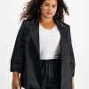 Bar III Plus Size Washed Satin Pleated-Sleeve Jacket, Created For Macy's