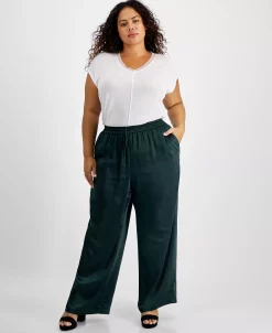 Bar III Plus Size Washed Satin Pull-On Wide-Leg Pants, Created For Macy's 11 Bar III Plus Size Washed Satin Pull-On Wide-Leg Pants, Created For Macy's -Anne Klein Sales Store 22337723 fpx