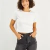 And Now This Women's Ribbed Knit Cropped Crewneck T-Shirt