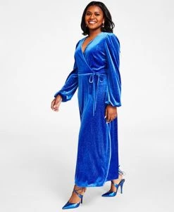 Kasper Glitter Velvet Faux-Wrap Midi Dress -Anne Klein Sales Store 22344419 fpx