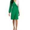 Kasper Colorblocked Surplice Side-Tie Dress