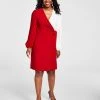 Kasper Colorblocked Surplice Side-Tie Dress