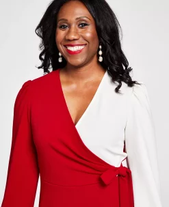 Kasper Colorblocked Surplice Side-Tie Dress -Anne Klein Sales Store 22344457 fpx