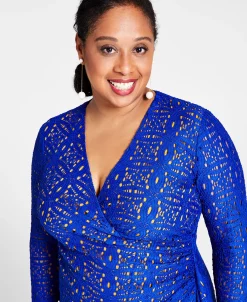 Kasper Lace Surplice V-Neck Ruffled Maxi Dress -Anne Klein Sales Store 22344484 fpx