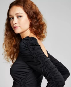 And Now This Women's Square-Neck Ruched-Sleeve Top -Anne Klein Sales Store 22344499 fpx