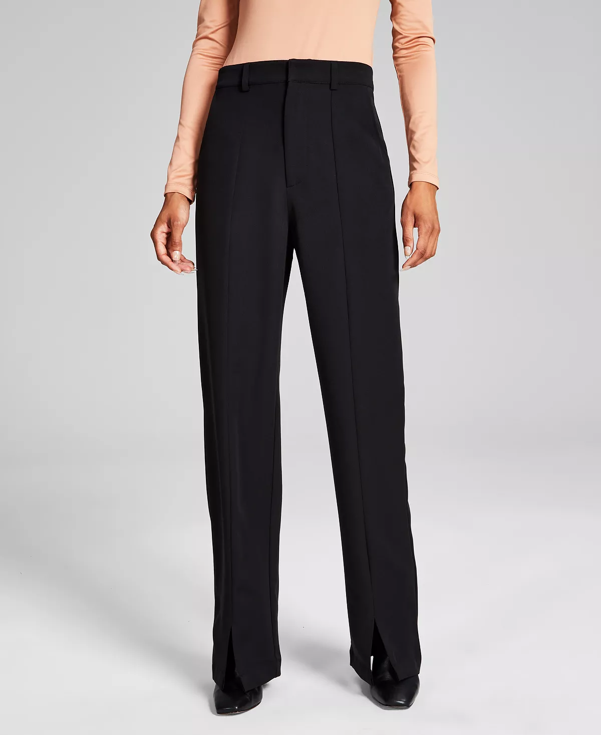And Now This Women's High-Rise Split-Leg Straight Trousers 1 And Now This Women's High-Rise Split-Leg Straight Trousers