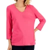 Karen Scott V-Neck 3/4-Sleeve Top, Created For Macy's