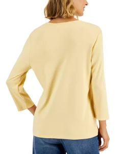 Karen Scott V-Neck 3/4-Sleeve Top, Created For Macy's -Anne Klein Sales Store 22345463 fpx