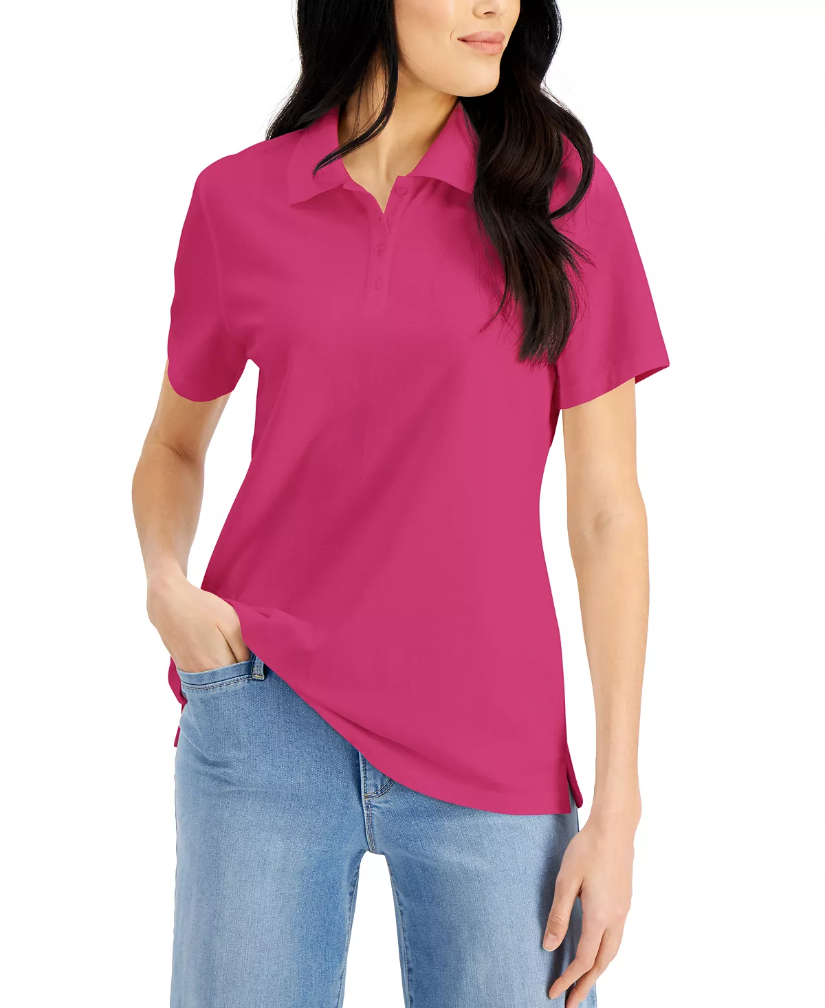 Karen Scott Cotton Short Sleeve Polo Shirt, Created For Macy's 9 Karen Scott Cotton Short Sleeve Polo Shirt, Created For Macy's - Image 9