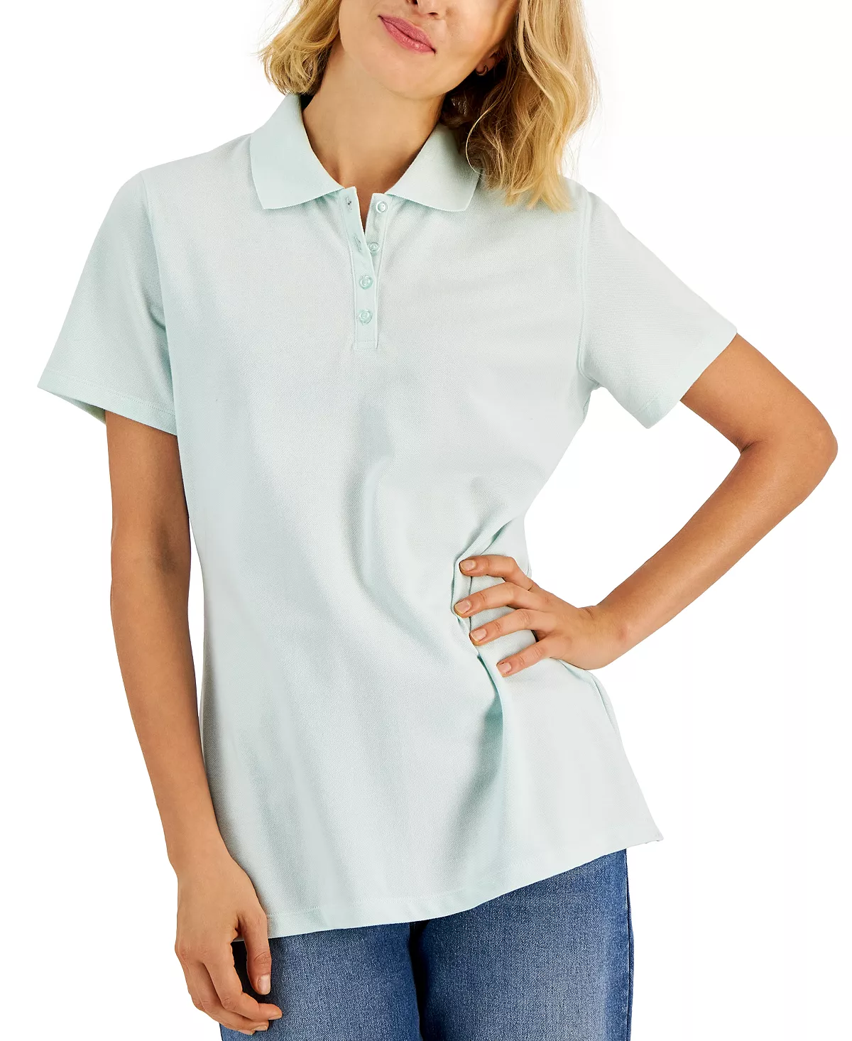 Karen Scott Cotton Short Sleeve Polo Shirt, Created For Macy's 7 Karen Scott Cotton Short Sleeve Polo Shirt, Created For Macy's - Image 7