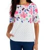 Karen Scott Women's Printed Elbow-Sleeve Boatneck Top, Created For Macy's