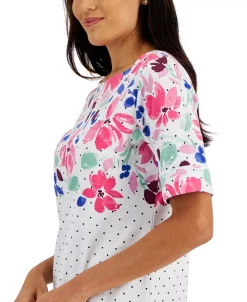 Karen Scott Women's Printed Elbow-Sleeve Boatneck Top, Created For Macy's 7 Karen Scott Women's Printed Elbow-Sleeve Boatneck Top, Created For Macy's -Anne Klein Sales Store 22345684 fpx