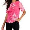 Karen Scott Women's Printed Elbow-Sleeve Boatneck Top, Created For Macy's