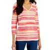 Karen Scott Women's Waterview-Stripe 3/4-Sleeve Top, Created For Macy's