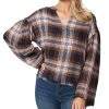 Jessica Simpson Women's Jenna Plaid Notch-Neck Top