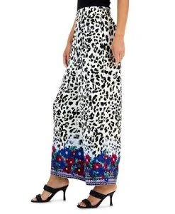 JM Collection Women's Leopard-Print Wide-Leg Pants, Created For Macy's -Anne Klein Sales Store 22354614 fpx