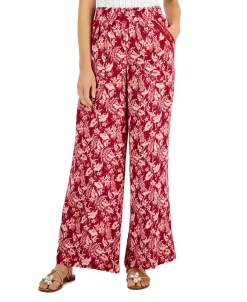 INC International Concepts Women's Printed Pull-On Wide-Leg Pants, Created For Macy's