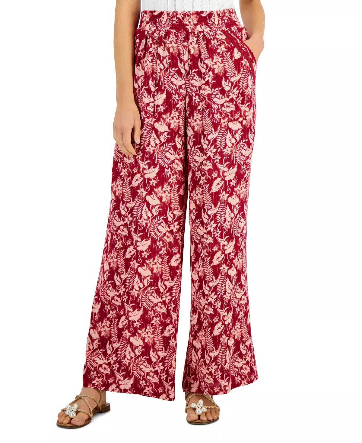 INC International Concepts Women's Printed Pull-On Wide-Leg Pants, Created For Macy's 1 INC International Concepts Women's Printed Pull-On Wide-Leg Pants, Created For Macy's