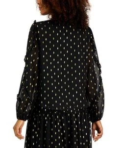 INC International Concepts Women's Long-Sleeve Metallic-Print Tie-Waist Blouse, Created For Macy's 5 INC International Concepts Women's Long-Sleeve Metallic-Print Tie-Waist Blouse, Created For Macy's -Anne Klein Sales Store 22360905 fpx