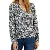 INC International Concepts Women's Printed Volume-Sleeve Surplice Top, Created For Macy's