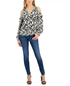 INC International Concepts Women's Printed Cold-Shoulder Top, Created For Macy's 6 INC International Concepts Women's Printed Cold-Shoulder Top, Created For Macy's -Anne Klein Sales Store 22361351 fpx