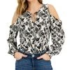 INC International Concepts Women's Printed Cold-Shoulder Top, Created For Macy's