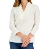 Charter Club Women's Piqué-Knit Pleated-Neck Top, Created For Macy's