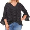 Vince Camuto Plus Size Polka-Dot Flutter-Sleeve Blouse