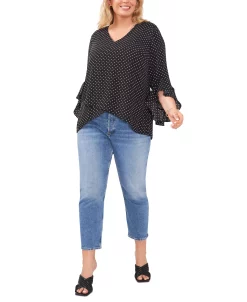 Vince Camuto Plus Size Polka-Dot Flutter-Sleeve Blouse -Anne Klein Sales Store 22370575 fpx