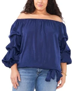 Vince Camuto Plus Size Bubble-Sleeve Off-The-Shoulder Top